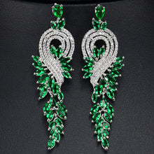 Load image into Gallery viewer, 18K gold plated long tassel earrings AAA zircon enamel diamond earrings earrings
