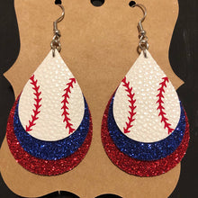 Load image into Gallery viewer, Baseball Earrings Multilayer Sequined Earrings American Flag Earrings Sports Basketball Leather Earrings
