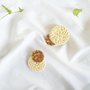 Round Rattan Braided Earrings Jewelry Multicolor Female Earrings