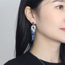Load image into Gallery viewer, 18K gold plated long tassel earrings AAA zircon enamel diamond earrings earrings
