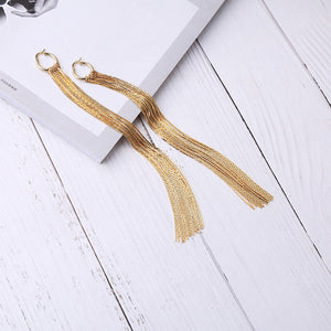 Women's exaggerated long tassel earrings