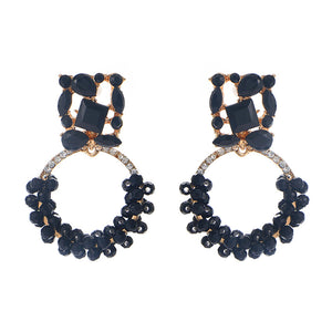 Fashion Earrings Retro Colored Diamond Exaggerated Round Earrings
