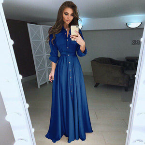 New Solid Color Long Shirt Dress