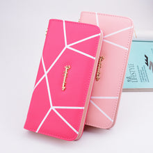Load image into Gallery viewer, New geometric pattern long Purse Ladies fashion large zip handbag handbag handbag
