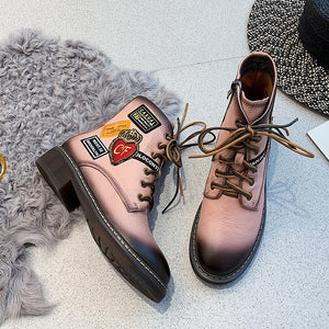 Pink short boots women's inner heightening thin boots