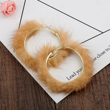 Load image into Gallery viewer, Mink Fur Large Circle Round Ear Hoop Earrings
