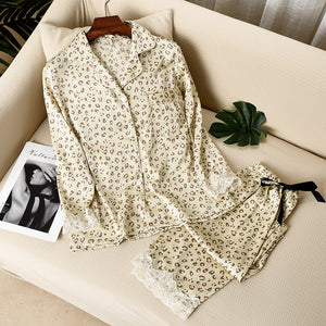Long Sleeve Pajamas Thin Silk Ice Silk Two-piece Suit