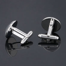 Load image into Gallery viewer, Letter Time Gem French Cufflinks Silver Men&#39;s Shirt Cufflinks
