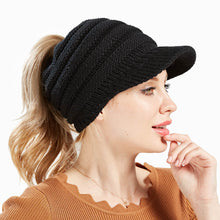 Load image into Gallery viewer, Knitted Baseball Cap Messy Bun Beanie Women Ponytail Beanies Autumn Winter Hats Female Soft Knitting Caps Warm Ladies Skullies
