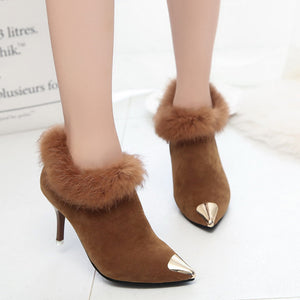 Stiletto sexy high heel nude boots