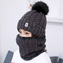 Load image into Gallery viewer, Creative warm wool hat lady outdoor cold two piece knitted hat scarf factory wholesale Korean combination
