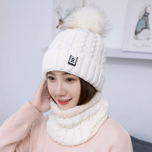 Load image into Gallery viewer, Creative warm wool hat lady outdoor cold two piece knitted hat scarf factory wholesale Korean combination

