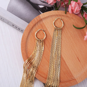 Women's exaggerated long tassel earrings
