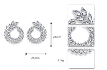 Load image into Gallery viewer, New willow-shaped earrings Micro-inlaid AAA zircon Simple fashion ladies earrings earrings
