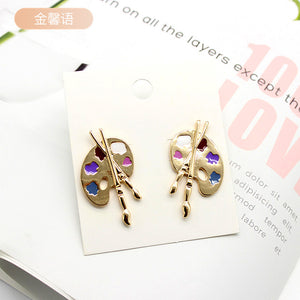 Color inkstone painted earrings