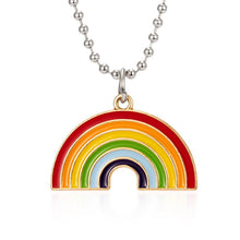 Load image into Gallery viewer, Clouds round bead chain rainbow necklace
