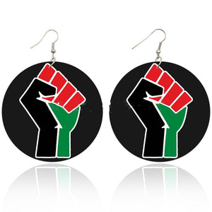 Fashion wooden printed earrings fist earrings