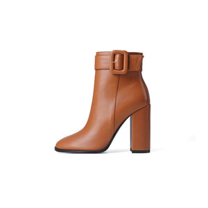 Belt Buckle Thick Heel Short Boots Women European And American Fashion Women's Boots