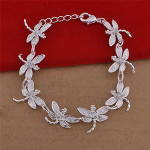 Silver Plated Dragonfly Necklace Bracelet