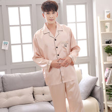 Load image into Gallery viewer, Couple pajamas women spring silk long-sleeved pajamas
