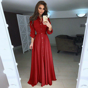 New Solid Color Long Shirt Dress