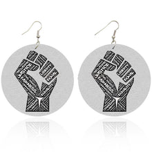 Load image into Gallery viewer, Fashion wooden printed earrings fist earrings
