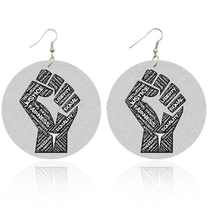 Fashion wooden printed earrings fist earrings