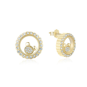 Sterling Silver White Diamond Earrings Removable Cartoon Bear Earrings Korean Simple Style Vacuum Earrings