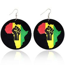 Load image into Gallery viewer, Fashion wooden printed earrings fist earrings
