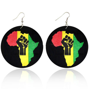 Fashion wooden printed earrings fist earrings