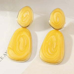Geometric Oval Earrings Earrings Candy Color Dripping Earrings