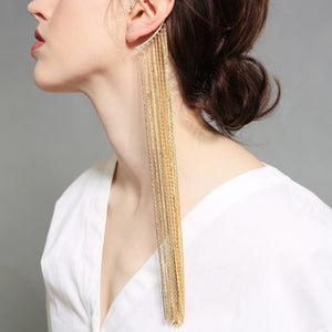 Women's exaggerated long tassel earrings