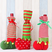Load image into Gallery viewer, Christmas Decorations Striped Christmas Wine Bottle Set
