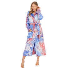 Load image into Gallery viewer, Ladies Tie-dye Flannel Bathrobe Pajamas

