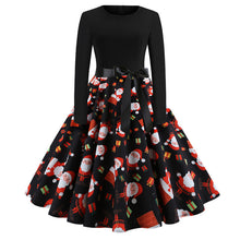 Load image into Gallery viewer, Retro Round Neck Print Long-Sleeved  Dress
