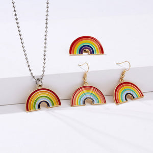 Clouds round bead chain rainbow necklace