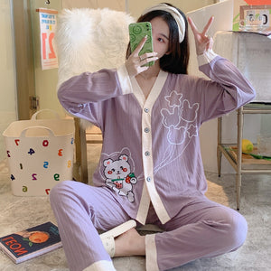 Pajamas Women's Long-sleeved Spring And Autumn Thin Section Net Red Cotton Cute