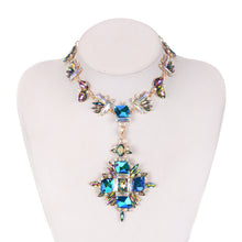 Load image into Gallery viewer, Alloy inlaid gemstone necklace Luxury gemstone vintage necklace
