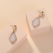 Load image into Gallery viewer, White Imitation natural stone geometric earrings earrings drop earrings, small ears with ear studs
