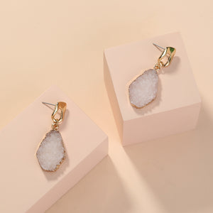 White Imitation natural stone geometric earrings earrings drop earrings, small ears with ear studs