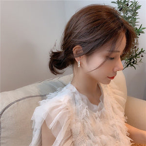 S925 Silver Needle Clover Shell Earrings