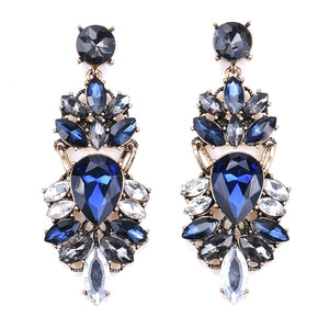 Fashion Exaggerated Earrings Retro Alloy Trend Earrings Geometric Diamond Long Earrings