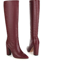 Load image into Gallery viewer, Pointed Super High Heel Thick Heel Snake Print High Boots Women Boots
