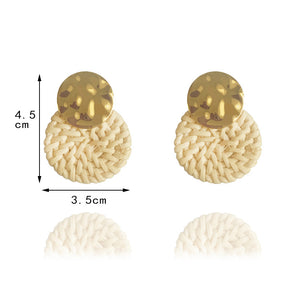 Round Rattan Braided Earrings Jewelry Multicolor Female Earrings
