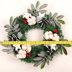 Hongyi Creative Christmas Decoration Cotton Wreath Restaurant Hotel Window Hanging Decoration New Rattan Ring Christmas