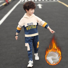 Load image into Gallery viewer, Boys and girls clothing plus fleece jacket hooded sweater
