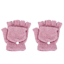 Load image into Gallery viewer, Coral Fleece Flip Half-finger Gloves, Writing And Internet Travel Warm Gloves
