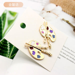 Color inkstone painted earrings