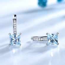 Load image into Gallery viewer, Silver Earrings Simple Square Sky Blue Topaz Earrings
