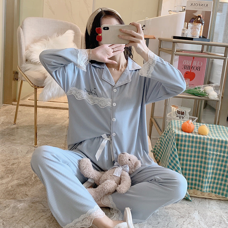 Pajamas Women's Long-sleeved Spring And Autumn Thin Style Net Red Cotton